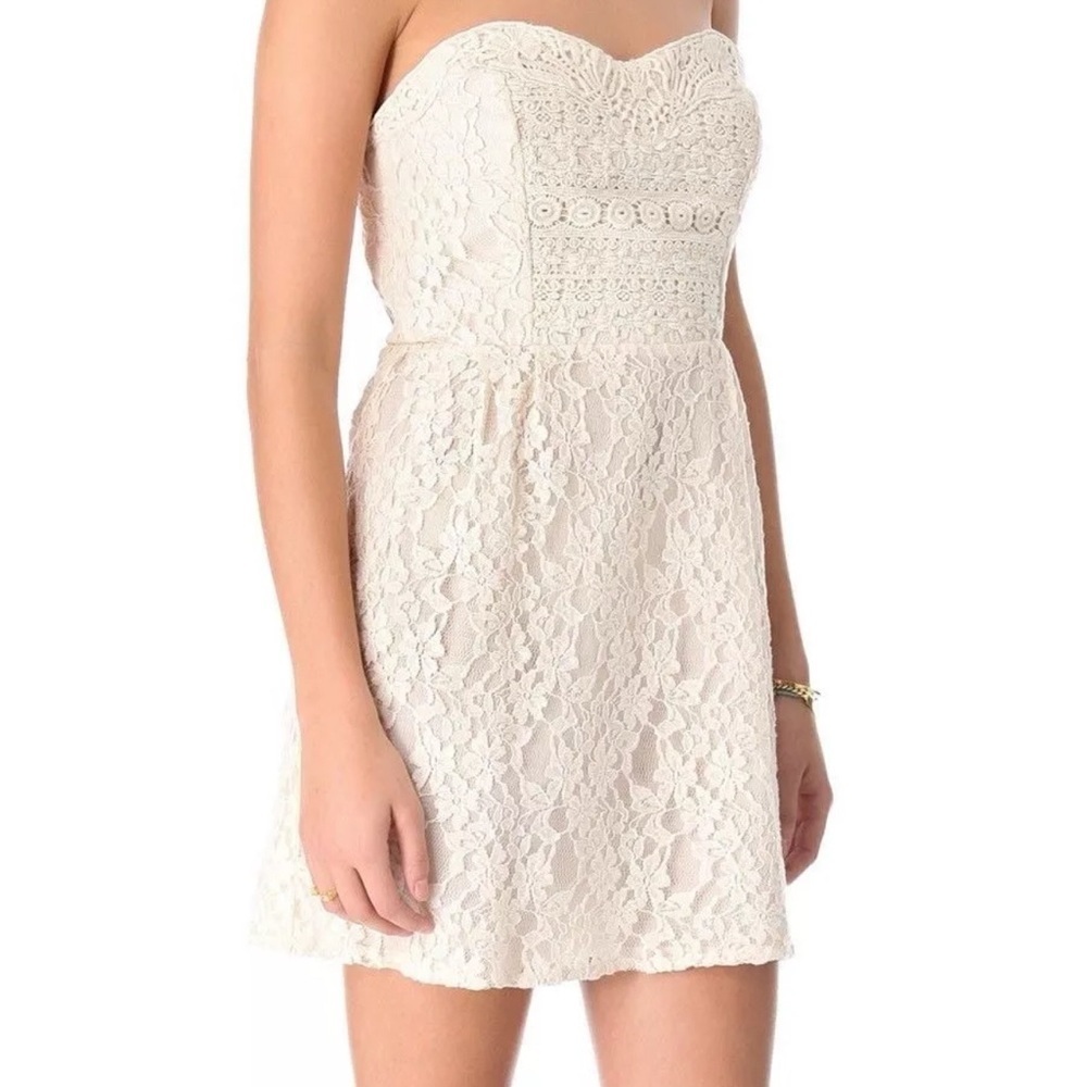 FREE PEOPLE Ivory Lace Strapless Dress